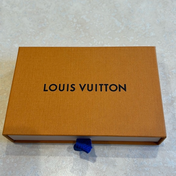 Original LV Luis Vuitton Shopping Gift Box, Orange with Blue Ribbon Pull Tab - Picture 1 of 5